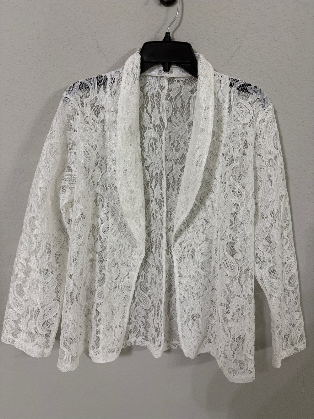 White Lace Open Front  Blazer